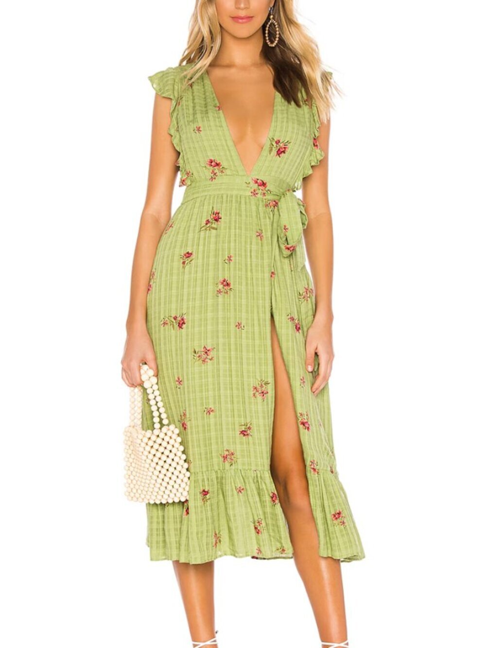 Majorelle Mistwood Wrap Dress in Green Picnic Floral Size XS